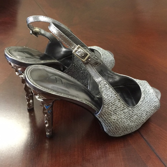 N by Nicole Miller Silver Heels Sz 8M ✨sparkly✨ - Picture 5 of 8